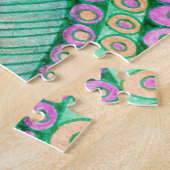 Levendige Teal en Roze Psychedelische Abstracte Dr Legpuzzel (Zijkant)