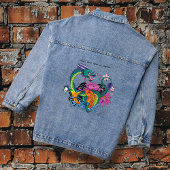 Levendige Teal Oosterse Koi Draak Lotus Bloem Denim Jacket