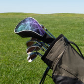 Levendige Teal Paarse Abstracte Zenuwcellen Golfheadcover (Insitu)