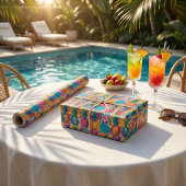 Levendige Tegel met gedurfde en kleurrijke ananas Cadeaupapier