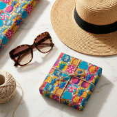 Levendige Tegel met gedurfde en kleurrijke ananas Cadeaupapier