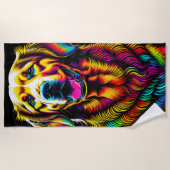 Levendige tekening van Golden Retriever Dog Strandlaken (Voorkant)
