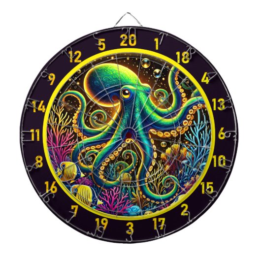 Levendige tentakels Octopus Dartboard Dartbord (Voorkant)