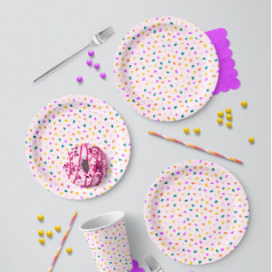 Levendige Terrazzo Confetti Feest Roze Limonade Papieren Bordje