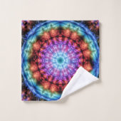 Levendige Tie Dye Kaleidoscoop Rainbow Mandala Bad Handdoek (Wasdoekje)