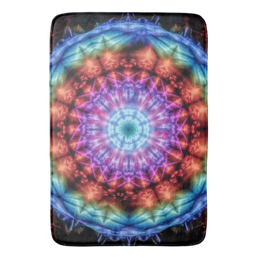 Levendige Tie Dye Kaleidoscoop Rainbow Mandala Badmat (Voorkant Verticaal)