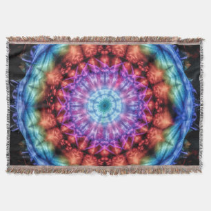 Levendige Tie Dye Kaleidoscoop Rainbow Mandala Deken