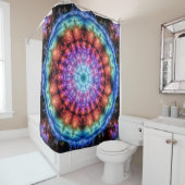 Levendige Tie Dye Kaleidoscoop Rainbow Mandala Douchegordijn (In situ)