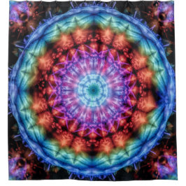 Levendige Tie Dye Kaleidoscoop Rainbow Mandala Douchegordijn