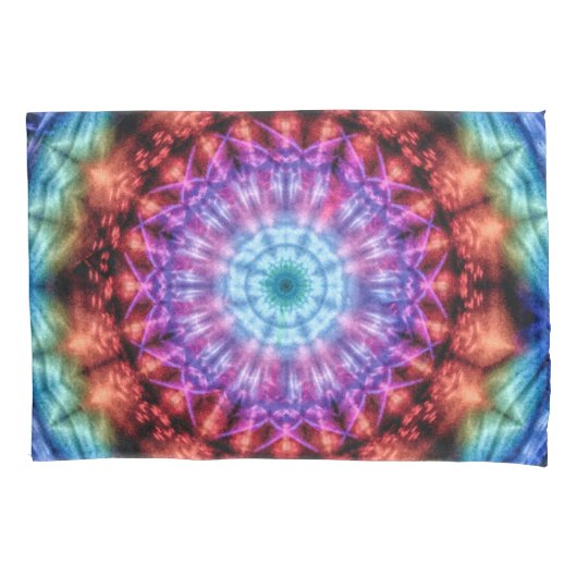 Levendige Tie Dye Kaleidoscoop Rainbow Mandala Kussensloop (Voorkant-Links)