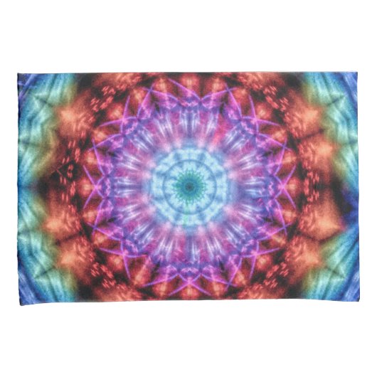 Levendige Tie Dye Kaleidoscoop Rainbow Mandala Kussensloop (Voorkant-Rechts)