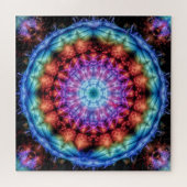Levendige Tie Dye Kaleidoscoop Rainbow Mandala Legpuzzel (Horizontaal)