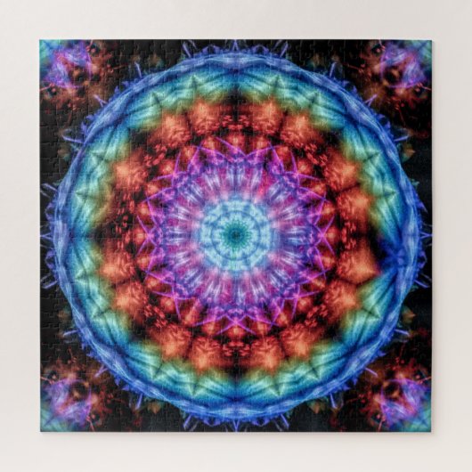 Levendige Tie Dye Kaleidoscoop Rainbow Mandala Legpuzzel (Verticaal)