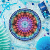 Levendige Tie Dye Kaleidoscoop Rainbow Mandala Papieren Bordje (Feest)