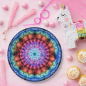 Levendige Tie Dye Kaleidoscoop Rainbow Mandala Papieren Bordje (Feest)