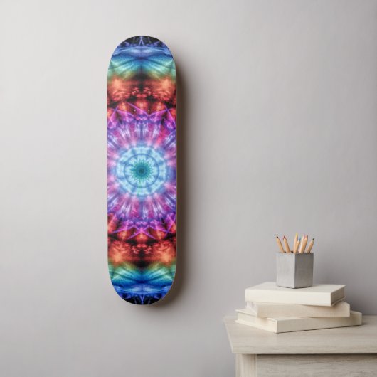 Levendige Tie Dye Kaleidoscoop Rainbow Mandala Persoonlijk Skateboard (Muurkunst)