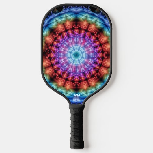 Levendige Tie Dye Kaleidoscoop Rainbow Mandala Pickleball Paddle (Voorkant)