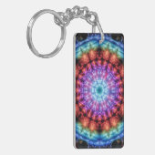 Levendige Tie Dye Kaleidoscoop Rainbow Mandala Sleutelhanger (Voorkant Links)