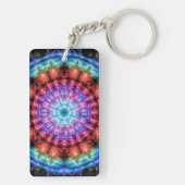 Levendige Tie Dye Kaleidoscoop Rainbow Mandala Sleutelhanger (achterkant)