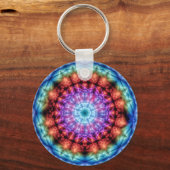 Levendige Tie Dye Kaleidoscoop Rainbow Mandala Sleutelhanger (Achterkant)