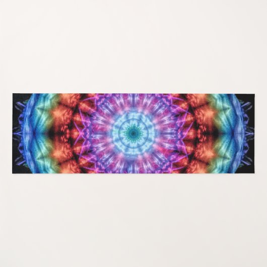 Levendige Tie Dye Kaleidoscoop Rainbow Mandala Yogamat (Voorkant (horizontaal))
