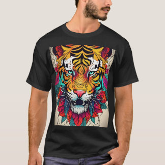 Levendige Tiger Majesty Bold Kleurrijk T-Shirt Des