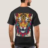 Levendige Tiger Majesty Bold Kleurrijk T-Shirt Des (Achterkant)