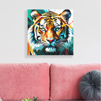 Levendige Tijger: Abstracte Kracht Canvas Afdruk