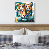 Levendige Tijger: Abstracte Kracht Canvas Afdruk (Insitu (Slaapkamer))