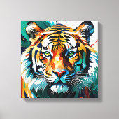 Levendige Tijger: Abstracte Kracht Canvas Afdruk (Voorkant)