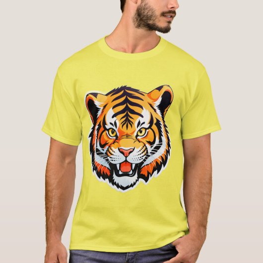 Levendige Tijger Gezicht T-shirt (Voorkant)