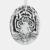 Levendige tijger: majestueuze wildlife illustratie glas ornament (Voorkant Rechts)