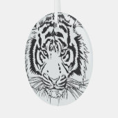 Levendige tijger: majestueuze wildlife illustratie glas ornament (Voorkant links)