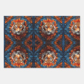 Levendige tijger met bloemenmotieven inpakpapier vel (Voorkant)