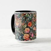 Levendige tijgers, bloemen en loof mok (Voorkant links)