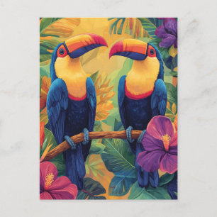 Levendige Toscaanse Schilderij Tropische Vogels in Feestdagenkaart