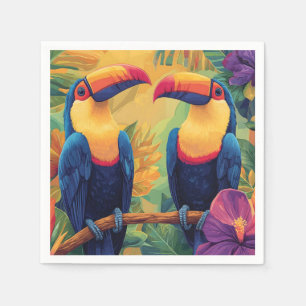 Levendige Toscaanse Schilderij Tropische Vogels in Servet