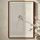 Levendige Tree Swallow Waterverf kunst met bessen Poster