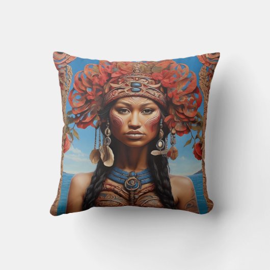 Levendige Tribal Fusion Art Kussen (Achterkant)