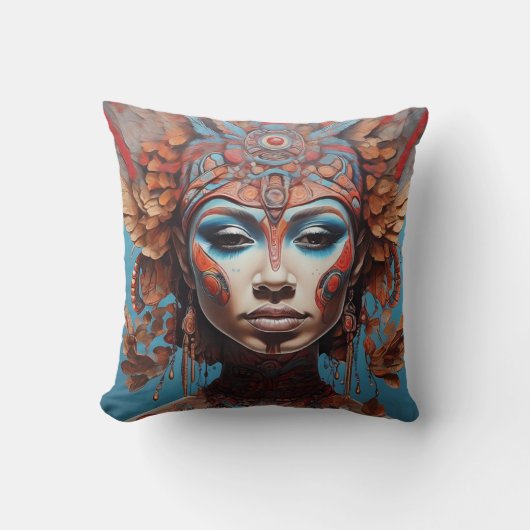 Levendige Tribal Fusion Art Kussen (Voorkant)