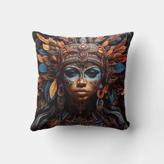 Levendige Tribal Fusion Art Kussen (Achterkant)