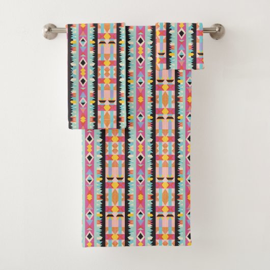 Levendige Tribal-geïnspireerde Design Pattern Mix Bad Handdoek (Insitu)