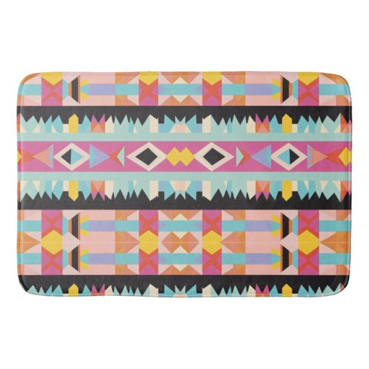 Levendige Tribal-geïnspireerde Design Pattern Mix Badmat (Voorkant)