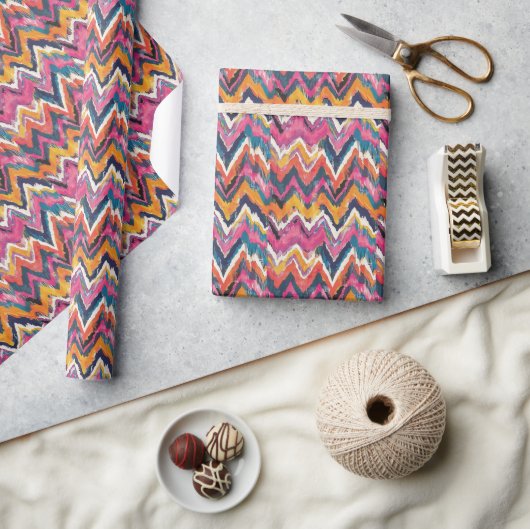 Levendige Tribal Print met Bold Zigzags, Stripes Cadeaupapier (Crafts)