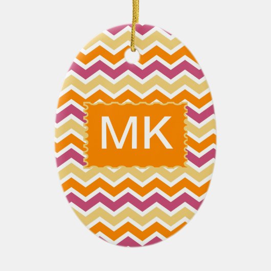 Levendige Tribal ZigZag Keramisch Ornament (Voorkant)
