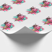 Levendige Triple Scoop Ice Cream Art - Leuk Desser Cadeaupapier (Hoek)