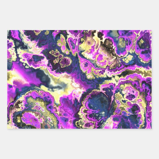 Levendige Trippy Boho Hippie Fractal Marble Art Inpakpapier Vel (Voorkant)
