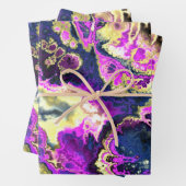 Levendige Trippy Boho Hippie Fractal Marble Art Inpakpapier Vel (In situ)