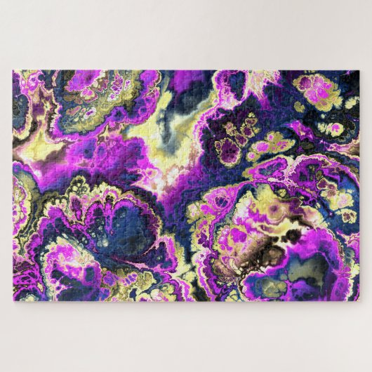 Levendige Trippy Boho Hippie Fractal Marble Art Legpuzzel (Horizontaal)