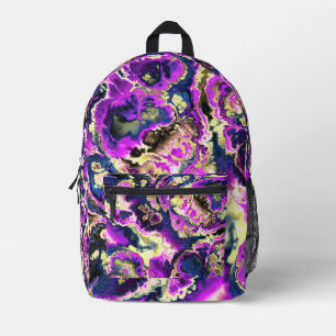 Levendige Trippy Boho Hippie Fractale Marmer Kunst Bedrukte Rugzak